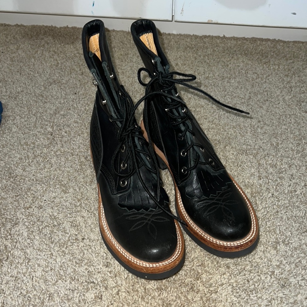 Vintage Justin Lace Up Boots! Combat style!